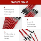 Grabie Professional Watercolor Paint Brushes, 9 Pcs Synthetic Squirrel Hair Mop Paintbrushes, Art Supplies for Painting, Great Watercolor Brushes for Artists, Amateur Hobbyists and Painting Lovers