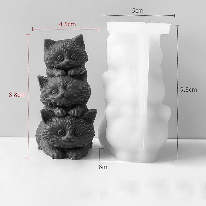 Cat Soap & Candle Mold - Silicone 3D Molds for Candy & Home Decor - Resin Casting & Making Molds