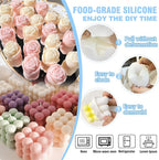 JDH 6Pcs Silicone Candle Molds Set for Candle Making,Yarn Ball Bubble Candle Molds, 3D Rose Silicone Mold,Cake Mold for Baking Desser Soap Casting Home Decor,for Soy Wax, Soap, DIY Scented Candle