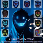 Led Mask with Gesture Sensing, Light up Face Transforming Mask for Halloween Xmas Costume Party