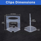Tile Leveling System Clips Spacers Tile Leveler Clips DIY Tile Leveler Spacers 1000 Pcs 1/16" (1.5mm) for Professional Ceramic Tile and Stone Installation (1000 1/16")