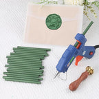 Pine Green Sealing Wax Sticks, WASOHLING 20Pcs Glue Gun Wax Seal Sticks for Wax Seal Stamp, Green Wax Seals for Christmas Wedding Invitation Envelope Letter Seals, Craft Adhesive (Mini Size)