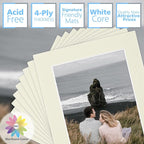 Mat Board Center, Pack of 10, 5x7 for 4x6 Light Gray Color Mats - Bevel Cut, Acid Free, 4-ply Thickness, White Core - for Pictures, Photos, Framing