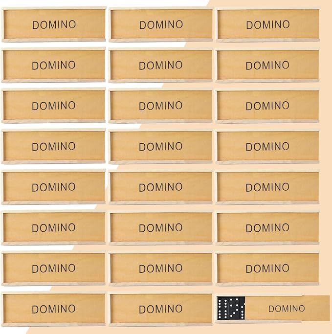 Hungdao 24 Pack Mini Dominos Set for Adults Bulk Double 6 Dominoes Wooden Miniature Classic Board Games Party Favor Travel Family Games Educational Toys with Wood Case Operation Christmas Item Gifts