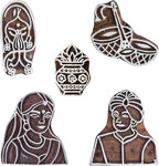 Royal Kraft Wedding Wooden Printing Stamps (Set of 5) - DIY Henna Fabric Textile Paper Clay Pottery Blocks Htag2203