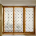DKTIE Geometric Art Stained Glass Window Film Bathroom Window Privacy Film Frosted Glass Static Clings Non Adhesive with Installation Tools, Modern Home Improvement Style (S119, 35.4'' x 118.1'')