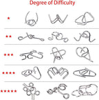 Ahyuan 15 Pieces IQ Test Mind Game Toys IQ Toys Brain Teaser Metal Wire Puzzles Magic Trick Toy Metal IQ Puzzle for Kids and Adults