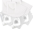5.5x8.5 Mat for 8.5x11 Frame - Precut Mat Board Acid-Free Show Kit with Backing Board, and Clear Bags White 5.5x8.5 Photo Matte Made to Fit a 8.5x11 Picture Frame Matboard for Framing, Pack of 25 Mats