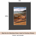 HOTUO 10 Pack Acid Free Black Picture Frame Mats, Pre-Cut 8x10 Picture Mats with Ivory Core Bevel Cut for 5x7 Photo, Signature Friendly 4 Ply Thickness Photo Mat for Frames/Artwork/Prints/Pictures
