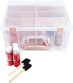 ArtBin 6990RK Super Satchel Double Deep, Portable Art & Craft Organizer with Handle, [1] Plastic Storage Case, Clear with Rose Gold Accents