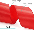 CT CRAFT LLC Satin Wired Ribbon 2.5 Inch x 20 Yards Red for Christmas Home Décor Gift Wrapping Tree Topper Bow Wreath DIY Crafts,