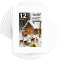 Mat Board Center, 12x16 White Mats for 8x12 Pictures - Acid Free, 4-ply Thickness, White Core, Bevel Cut - for Artworks, Photos, Framing - Pack of 12
