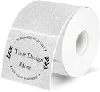 2" x 2" Square Thermal Labels Stickers, Holographic Glitter Thermal Stickers Labels, Waterproof Direct Thermals Label for Small Business, DIY Design- Silver