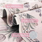 Wonnitar Boho Floral 3x5 Washable Rug, Ultra-Thin Pink Small Rugs for Bedroom, Soft Non Slip Moroccan Throw Carpet for Nursery Girls Bedside Dorm Room Decor, Pale Pink