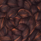 Merino Silk Luxe Tonal Designer Blend. Superfine Merino, Mulberry Silk, Tussah Silk. Top Roving for Spinning or Felting. Chestnut Velvet 4oz
