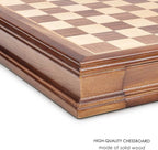 AMEROUS 12.8" x 12.8" Magnetic Wooden Chess Set with 2 Built-in Storage Drawers - 2 Bonus Extra Queens - Gift Packaging - Staunton Chess Pieces, Board Games Chess Sets for Adults and Kids