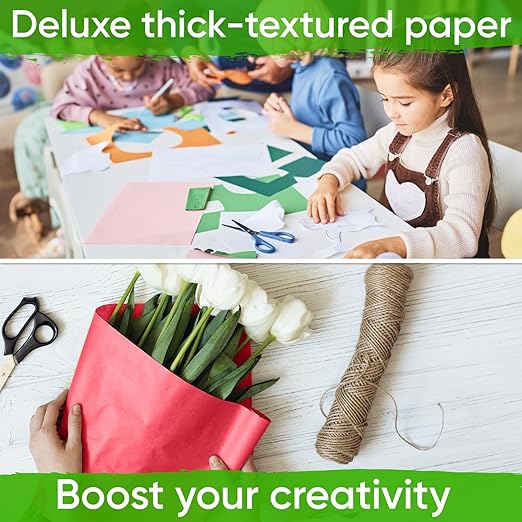 24" x 1200" (100 ft) Pack of 10 Rolls USA-Made Multi-Color Kraft Paper, 45 lbs/66 GSM – Colored Kraft Paper for Packing, Crafts, DIY Projects, Gift Wrapping – Non-Toxic, Safe for Kids
