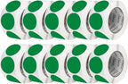 Perco Green 3-Inch Perforated Circle Dot Sticker Labels — 10 Rolls, 5,000 Round Stickers — with Permanent Adhesive for Moving Boxes, Sale Signage, Displays, Status Messaging—Made in USA