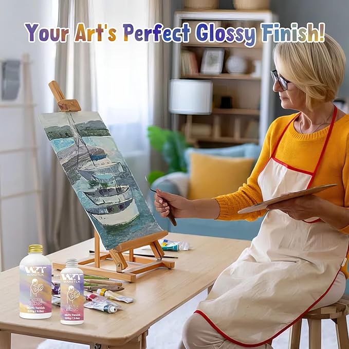 Acrylic Varnish, Professional Matte Varnish for Acrylic Painting, Seals and Protects Artworks, Non-Toxic, Art Acrylic Paint Sealer for Handmade Artists, Painter & Kids (200ml/Matte)