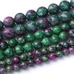 32PCS 12MM Natural Epidote Zoisite Stone Beads Round Loose Stone Beads for Jewelry Making DIY Energy Stone Healing Power Bracelet 15"