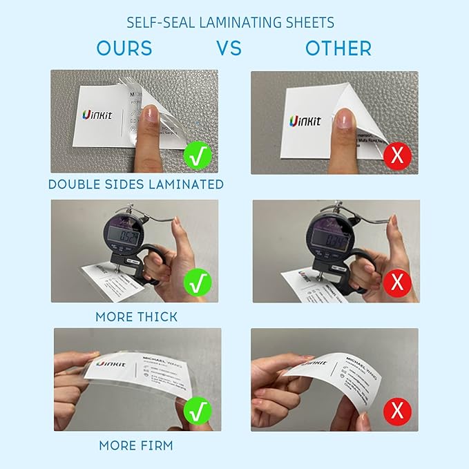 Uinkit 10Mil Thick Self-Seal Laminating Sheets - Ultra Strong, Bubble-Free Protection for Documents & Crafts (10 Pack, 9x11.5 Inch)