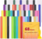 HTVRONT Permanent Vinyl for Cutting Machine - 68 Pack 12" x 12" Permanent Adhesive Vinyl Sheets, Permanent Bundle for Craft Projects, Adhesive Bundle, Silhouette Cameo, etc.