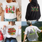 Christmas Iron on Decals Transfer, Funny Christmas Heat Transfer Stickers Iron on Patches for Clothes T-Shirts Pillow Cover Hoody Bag Xmas DIY Craft Supplies Vinyl Stickers (18PC-A)