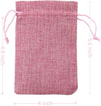 Palmhomee Pack of 25 Burlap Gift Bags with Drawstring Linen Jewelry Pouches Wedding Hessian Jute Bags for Birthday and Treat Pouches Party Wedding Favors Gift (4x5.6 Inch, Pink)