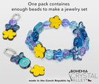 2.1oz (60g) of Focal Glass Bead Mix with Table-Cut Flower and Butterfly Beads, PG Blue