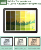 Cordless A3 Diamond Painting Art LED Light Board for Tracing and Drawing,Bawaslom Light Box with 3 Colors & 6-Level Brightness,Rechargeable Drawing Pad for Tracing,Diamond Art,Vinyl Weeding,Sketching