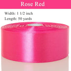 1 1/2 Inch Rose Red Solid Satin Ribbon, 50 Yards Craft Fabric Ribbon for Gift Wrapping Floral Bouquets Wedding Party Decoration