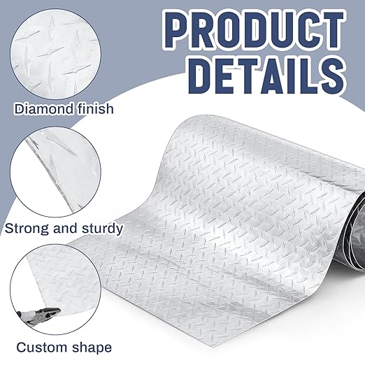 Diamond Plate Sheet Metal Heavy Duty Tread Aluminum Sheet Diamond Tread Plate for Wall Covering, Cargo Trailer, RV and More(24 x 120 Inch,Silver)