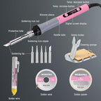 WORKPRO Soldering Iron Kit, 90W Soldering Gun with Digital Display, Iron Tips, 11-in-1 Adjustable Temperature Welding Kit for Electronic Repair, DIY Enthusiasts(110V US Plug,Pink)