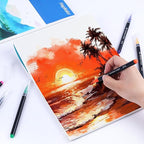 Hapikalor Watercolor Paper Pad, 9"x12" 140lb/300gsm Artist Drawing Sketch Book, Paper Pad, Art Journal, Arts and Crafts Supplies for Adults Kids, Paint Set, Colors, Canvas Painting, Watercolors, Blue