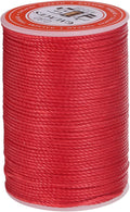 uxcell Round Leather Sewing Waxed Thread, 55m / 60 Yards Wax Polyester String, 0.8mm Waxed Stitching Cord for Leather Crafts, Bookbinding, Bracelets Braided, Red