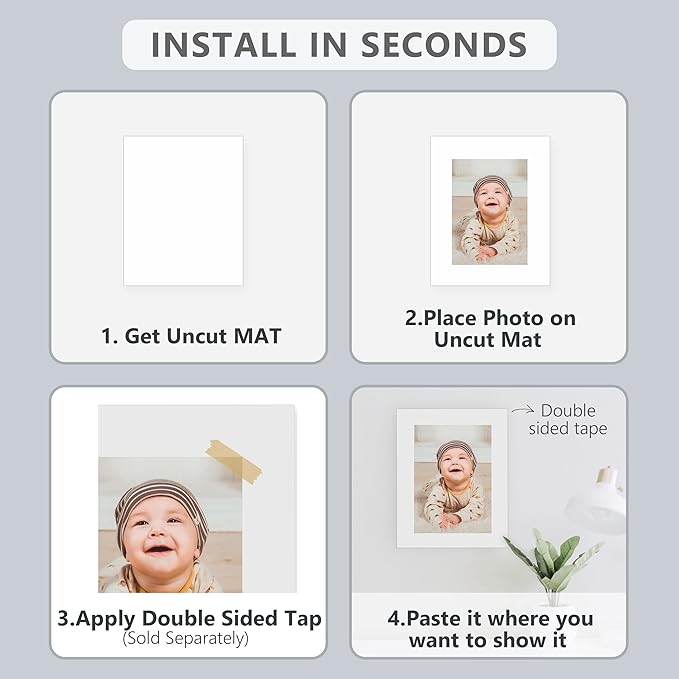 Somime 10 Pack Backing Boards, 12x16 Uncut White Mats Matboards, Acid-Free Backerboards for Art Prints, Ideal for Photos, Pictures, Prints, and Frames