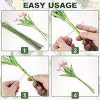 PATIKIL 32 Inch 22 Gauge Floral Stem Wire, 3 Pack/120 Pieces Bouquet Stem Paper Wrapped for DIY Crafts Flower Arrangements, Coffee