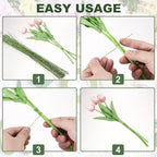 PATIKIL 32 Inch 22 Gauge Floral Stem Wire, 4 Pack/160 Pieces Bouquet Stem Paper Wrapped for DIY Crafts Flower Arrangements, White