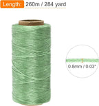 MECCANIXITY Waxed Thread,284 Yard 0.8mm 150D Flat Wax Thread Polyester Waxed String for Leather Sewing Hand Weaving Book Binding Home Decoration,Grass Green
