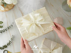 HUIHUANG Ivory Satin Ribbon 1-1/2 inch x 100 Yards Antique White Double-Faced Satin Ribbon for Flower Bouquet, Gift Wrapping, Eternal Roses, DIY Crafts, Bridal Shower Wedding Decor