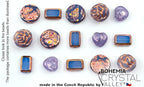 2.1oz (60g) of Glass Focal Bead Mix with Roses, Table-Cut and Cracked Czech Beads, PG Blue Copper Violet