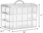 Sooyee 3-Tier Stackable Craft Organizers and Storage Box Plastic with 30 Compartments for Bead, Toys,Dolls, Arts and Craft, Washi Tape, Rock Collection, Ribbons,Clear