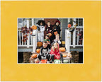 11x14 Mat Bevel Cut for 8.5x11 Photos - Acid Free Sunrise Yellow Suede Precut Matboard With Backing Board and Crystal Clear, Self Seal Mat Bag - For Pictures, Framing - 4-ply Thickness