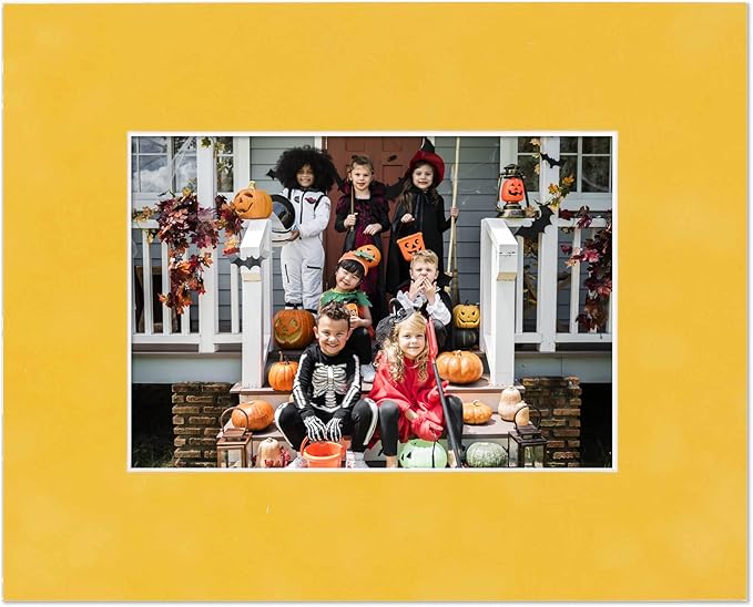 8x10 Mat Bevel Cut for 5x8 Photos - Acid Free Sunrise Yellow Suede Precut Matboard - For Pictures, Photos, Framing - 4-ply Thickness