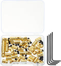 MECCANIXITY 40 Pcs Metal Locking Pin Backs, Locking Pin Keepers Clasp 9mm(H) with 4 Wrench Replacement in Storage Case for Badge, Brooch, Gold Tone