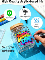 60 Colors Acrylic Paint Markers, Dual Tip Acrylic Paint Pens with Brush and Fine Tips for Kids, Adults, Wood, Canvas, Stone, Rock Painting, Glass, Ceramic Surfaces, DIY Crafts Making