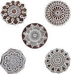 Royal Kraft Mandala Wooden Printing Stamps (Set of 5) - DIY Henna Fabric Textile Paper Clay Pottery Blocks Htag2231