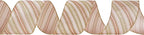 MEEDEE Pink Diagonal Striped Ribbon 2.5 Inch Blue Satin with Rose Gold and Champagne Glitter Wired Ribbon for Christmas Tree, Garlands, Wreaths, Topper Bow (10 Yards)
