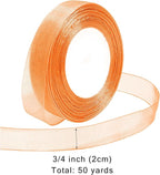 Ribbon for Gift Wrapping 3/4 inch Orange Sheer Organza Ribbon for Flower Bouquet Tulle Thin Chiffon Ribbons for Wedding Invitations Christmas Halloween Presents Decorations Crafts 50 Yards