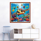 Joyhoor Cross Stitch Kits for Beginners Stamped Cross-Stitch Supplies Needlework preprint Embroidery Kits for Adults DIY Needlepoint Kits Embroidery Patterns 11CT-Underwater sea Turtle 18x18 inchs